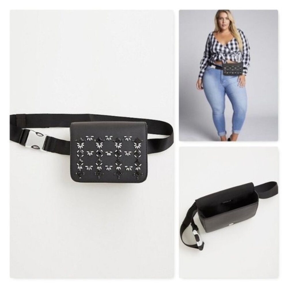 Torrid Embellished Belt Bag / Crossbody – Black – Size 0 (Fits Up To 3X) – NWT